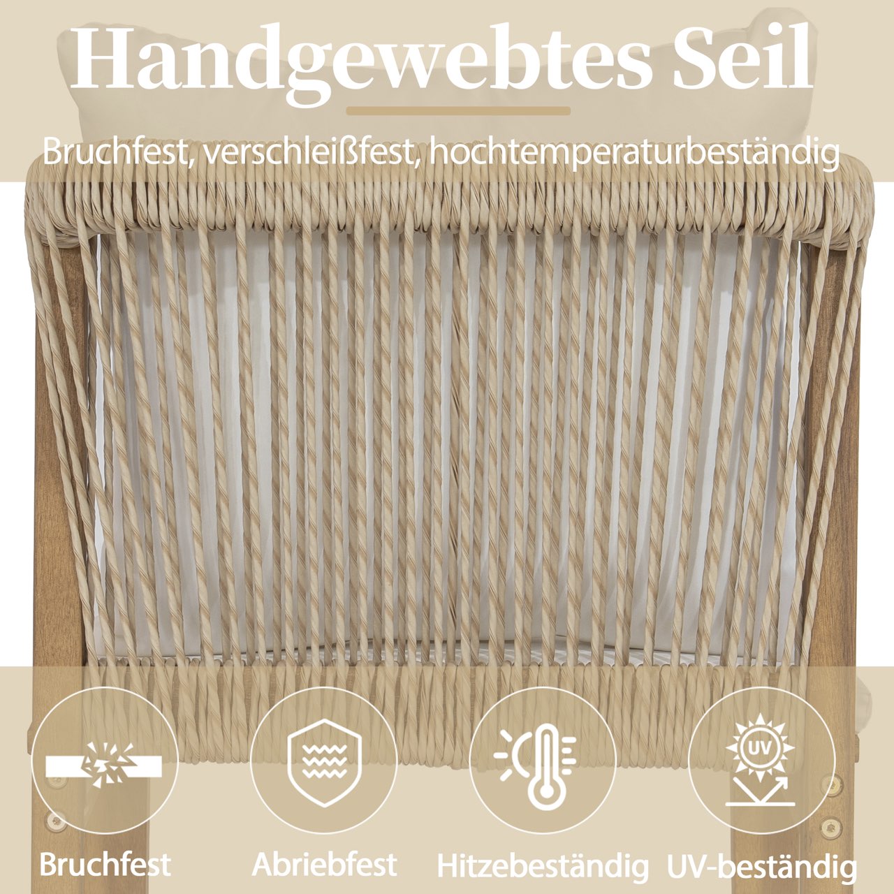 Garden Dining Set with 1 Table and 6 Chairs, Solid Wood and Beige