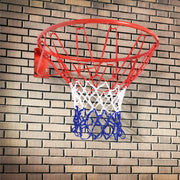 Basketball hoop net 46 cm, steel tube & nylon, red blue white
