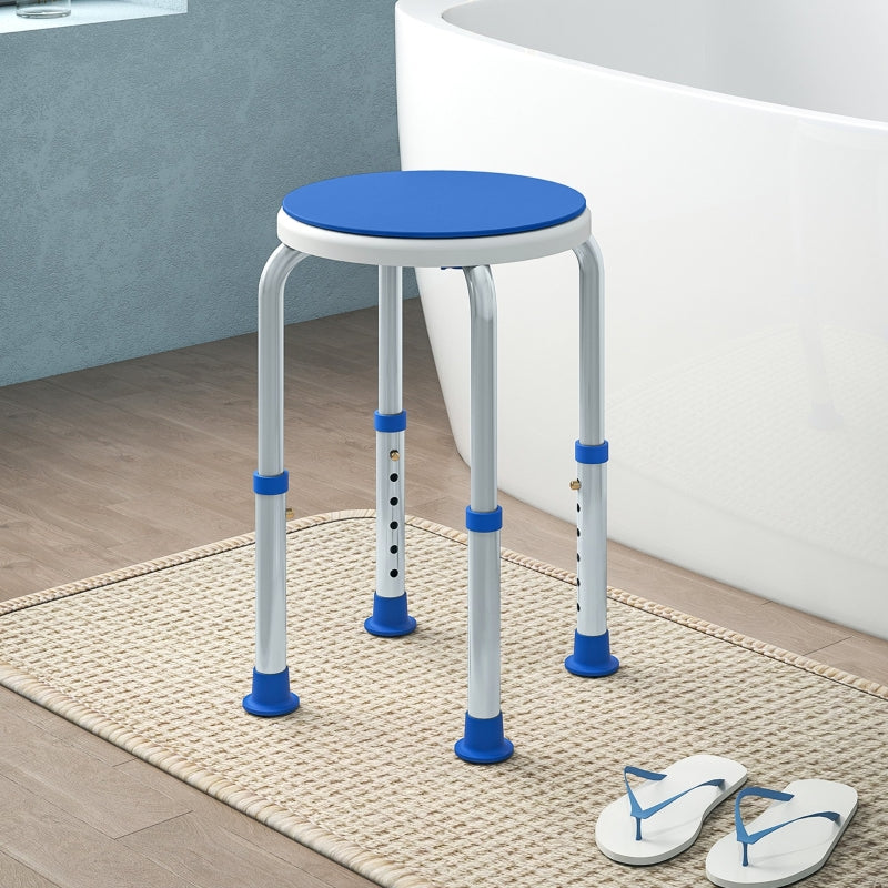 Shower Chair 360° Swivel Height Adjustable Aluminium Blue