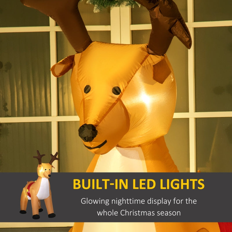 Christmas Inflatable Reindeer Decoration, 6ft Indoor Outdoor w/ Lights
