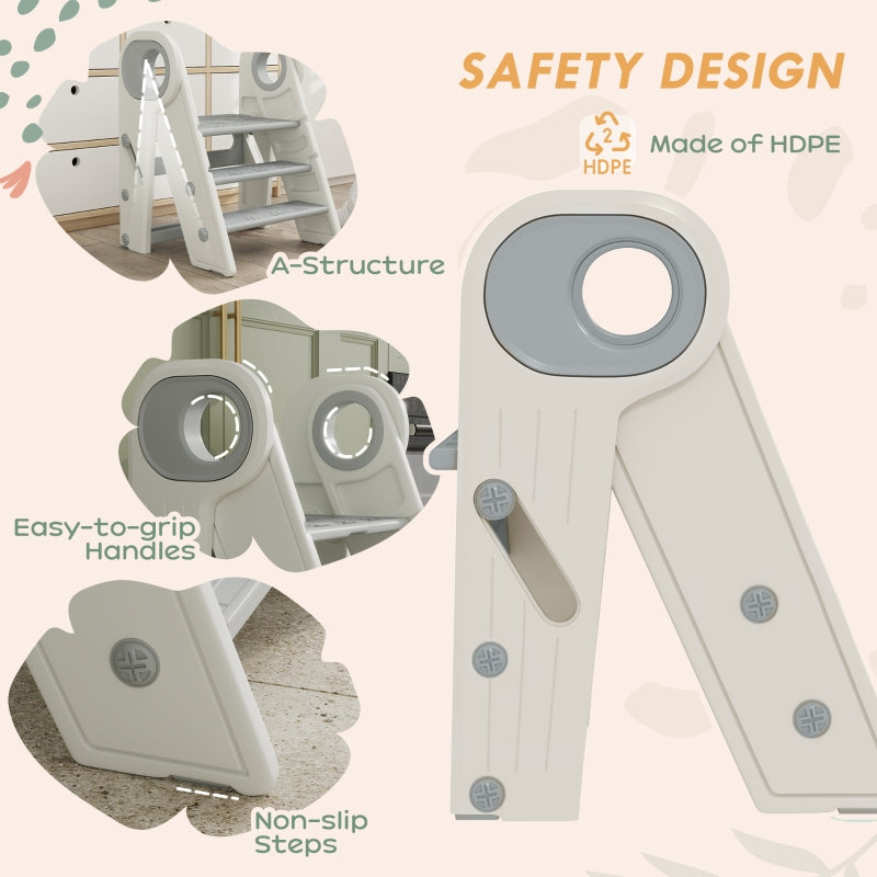 Kids Step Stool Foldable Adjustable Non-Slip Handle, Grey