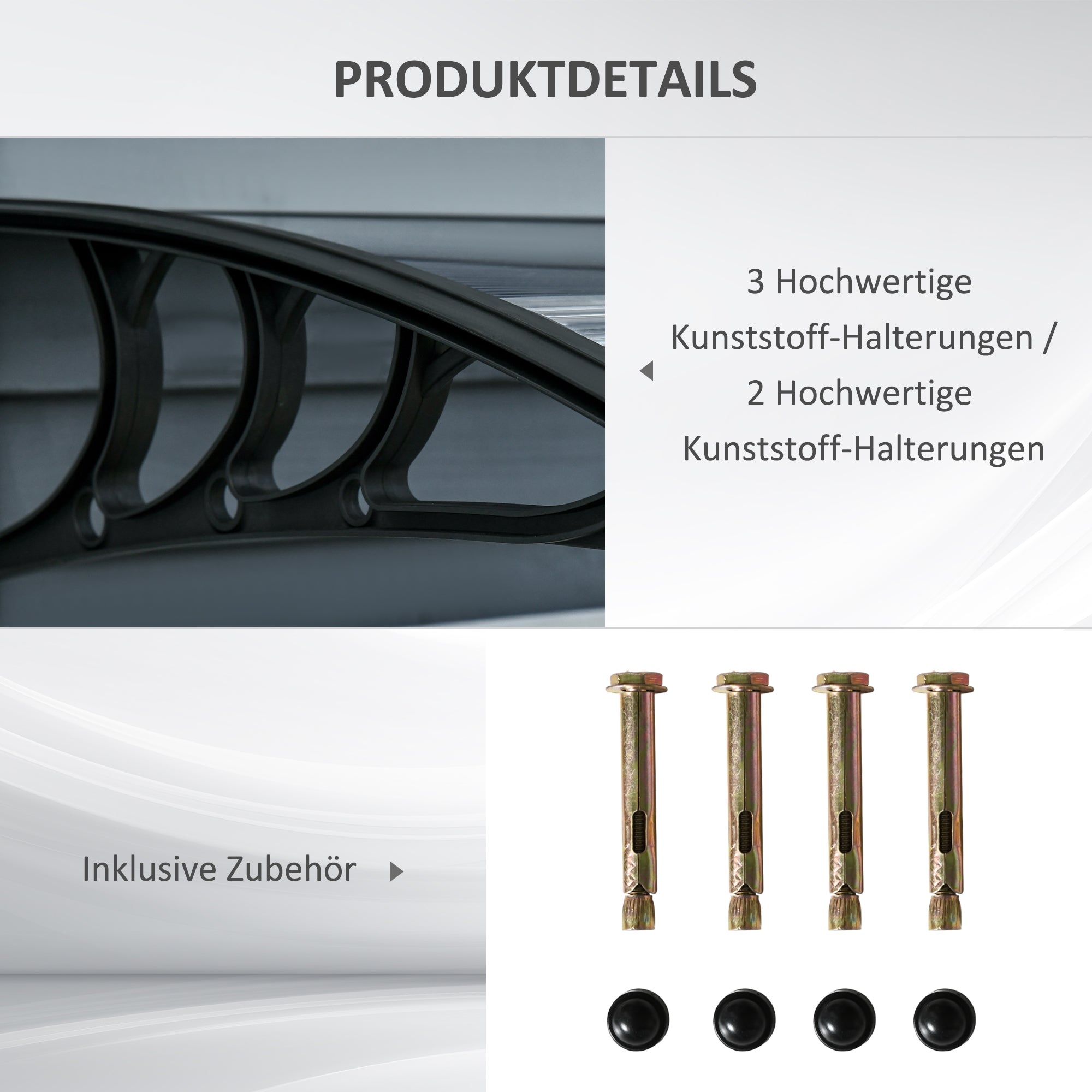 Canopy for Front Door, 100 x 75 cm Pent Arch UV Protection, Aluminum & Polycarbonate Black