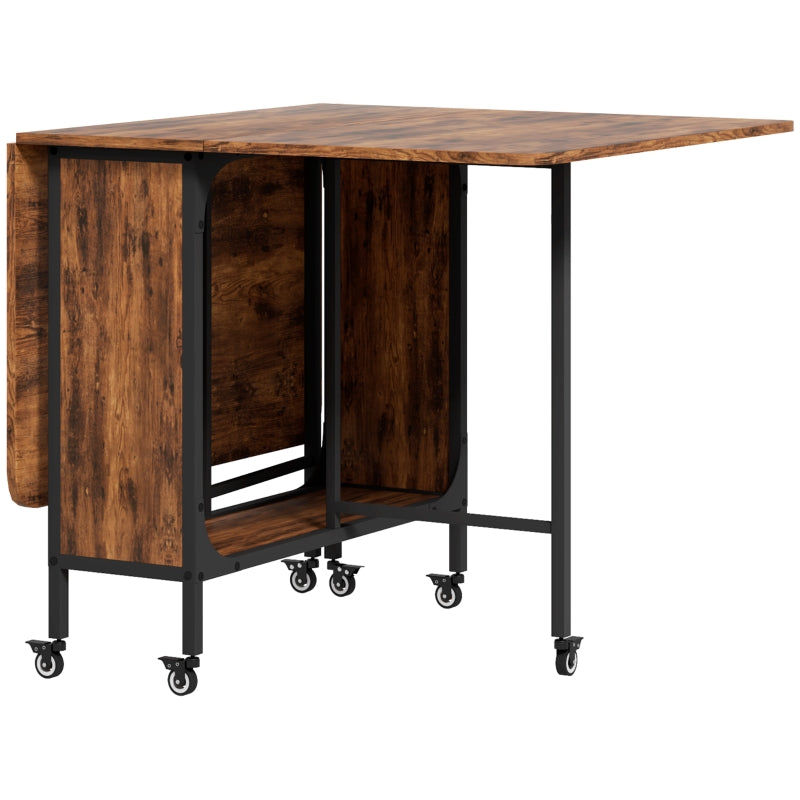 Drop Leaf Dining Table Six-Person Rustic Brown/Black
