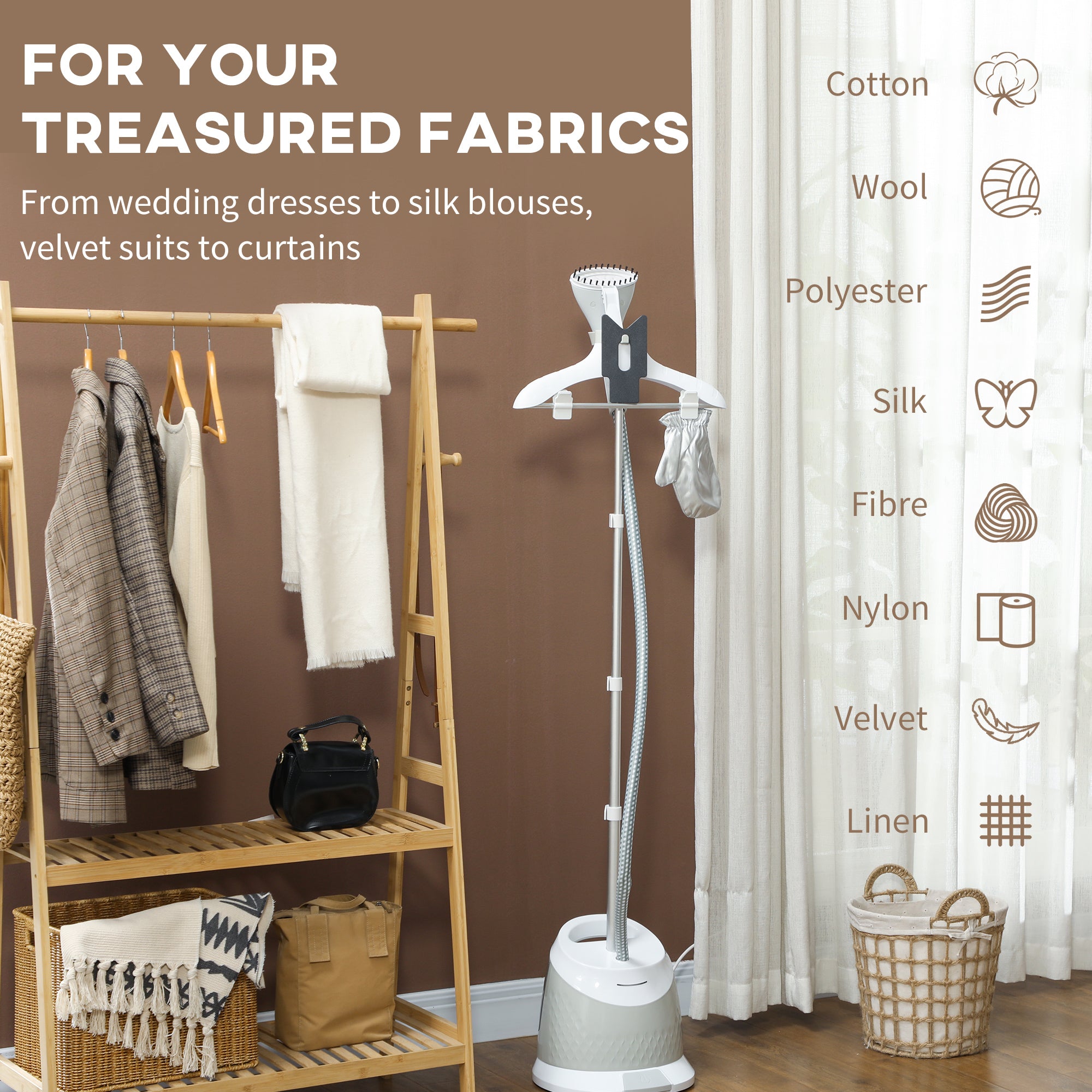 Standing Clothes Steamer 1800W with Accessories Grey