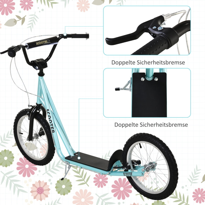 Children's Scooter with Brake and Height Adjustable Lightweight Frame, Light Blue