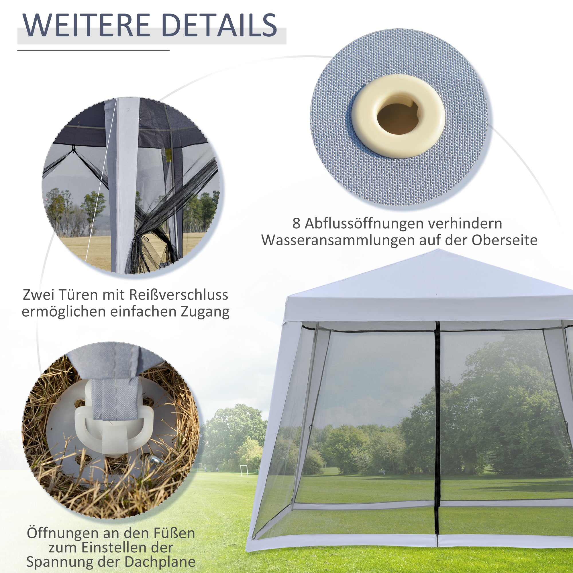Garden Pavilion 3x3 m Weatherproof Party Tent with Mosquito Net, Metal/Polyester Grey