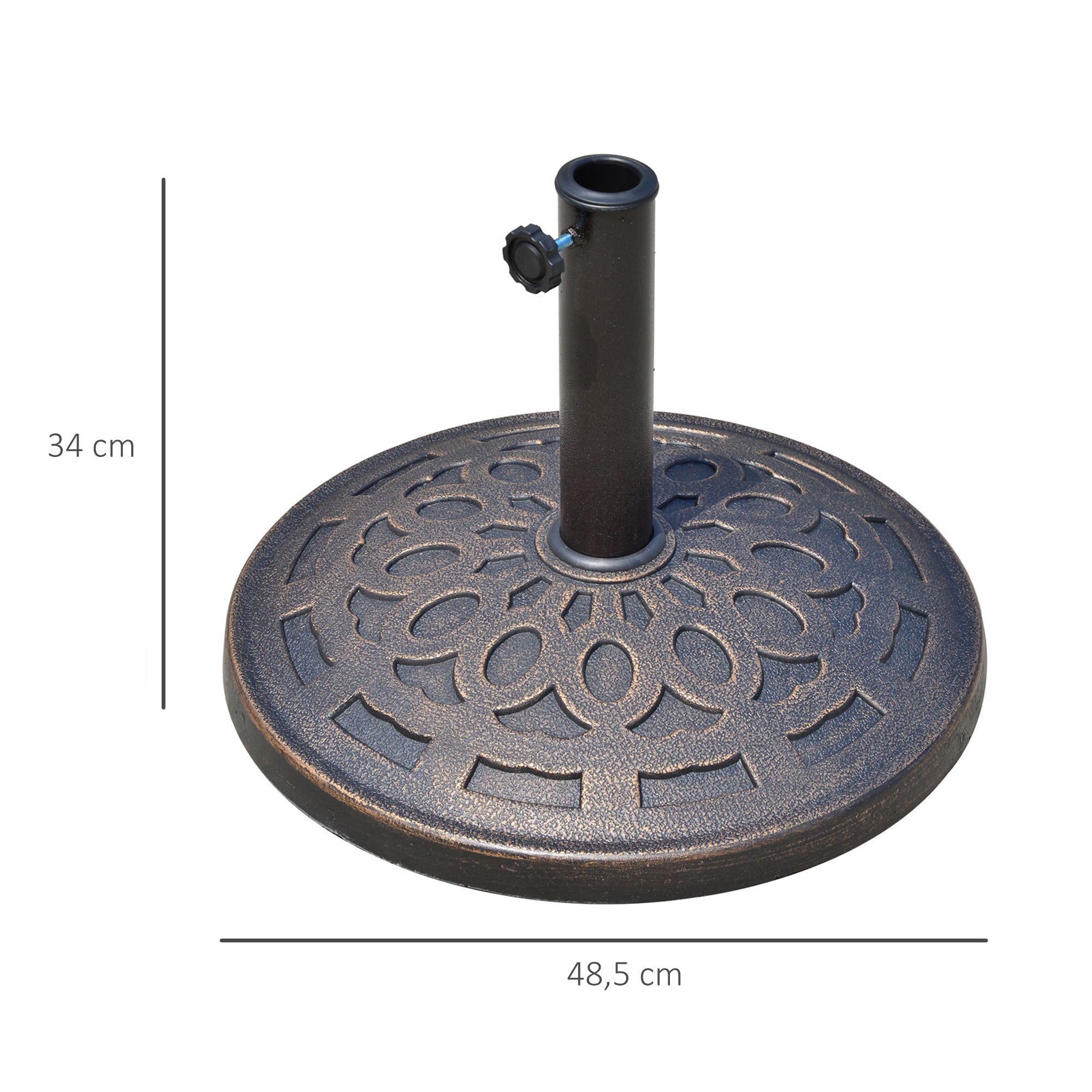 Parasol Base Round 14kg Stable Weatherproof Resin Bronze