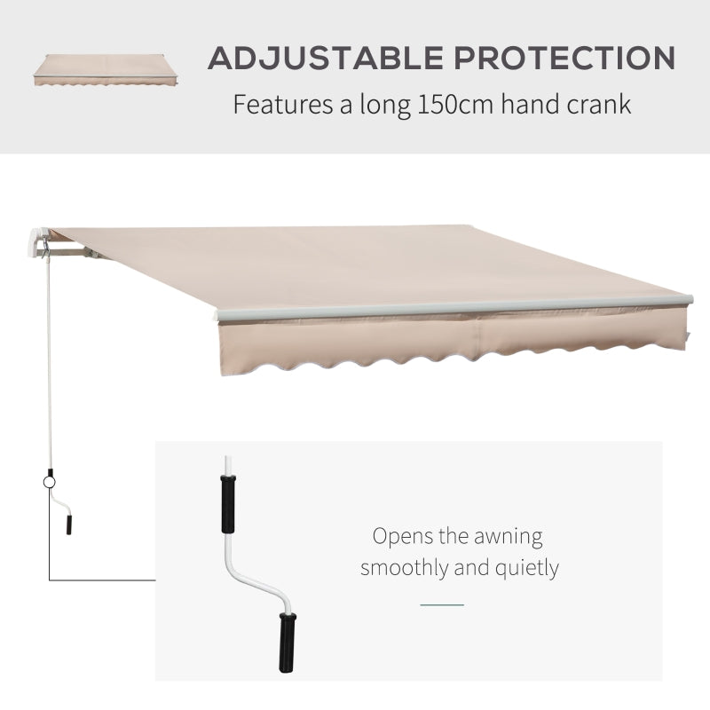 Manual Awning 4x2.5m Sun Weather Shade with Handle, Beige