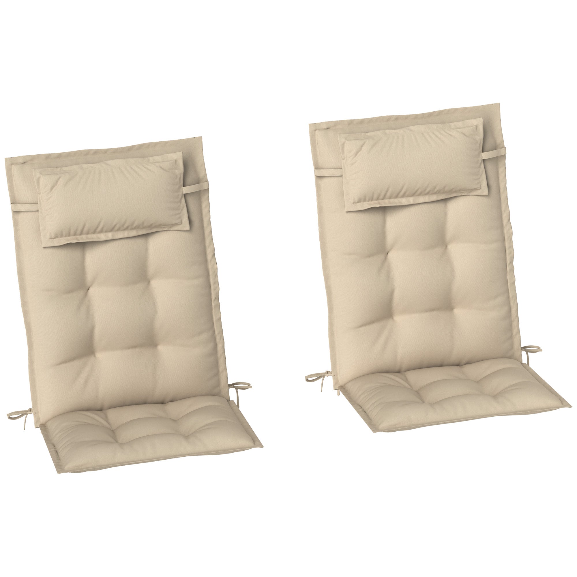 Set of 2 Cushions for Sun Loungers, Water-Repellent, 50 x 116 x 5 cm, Beige