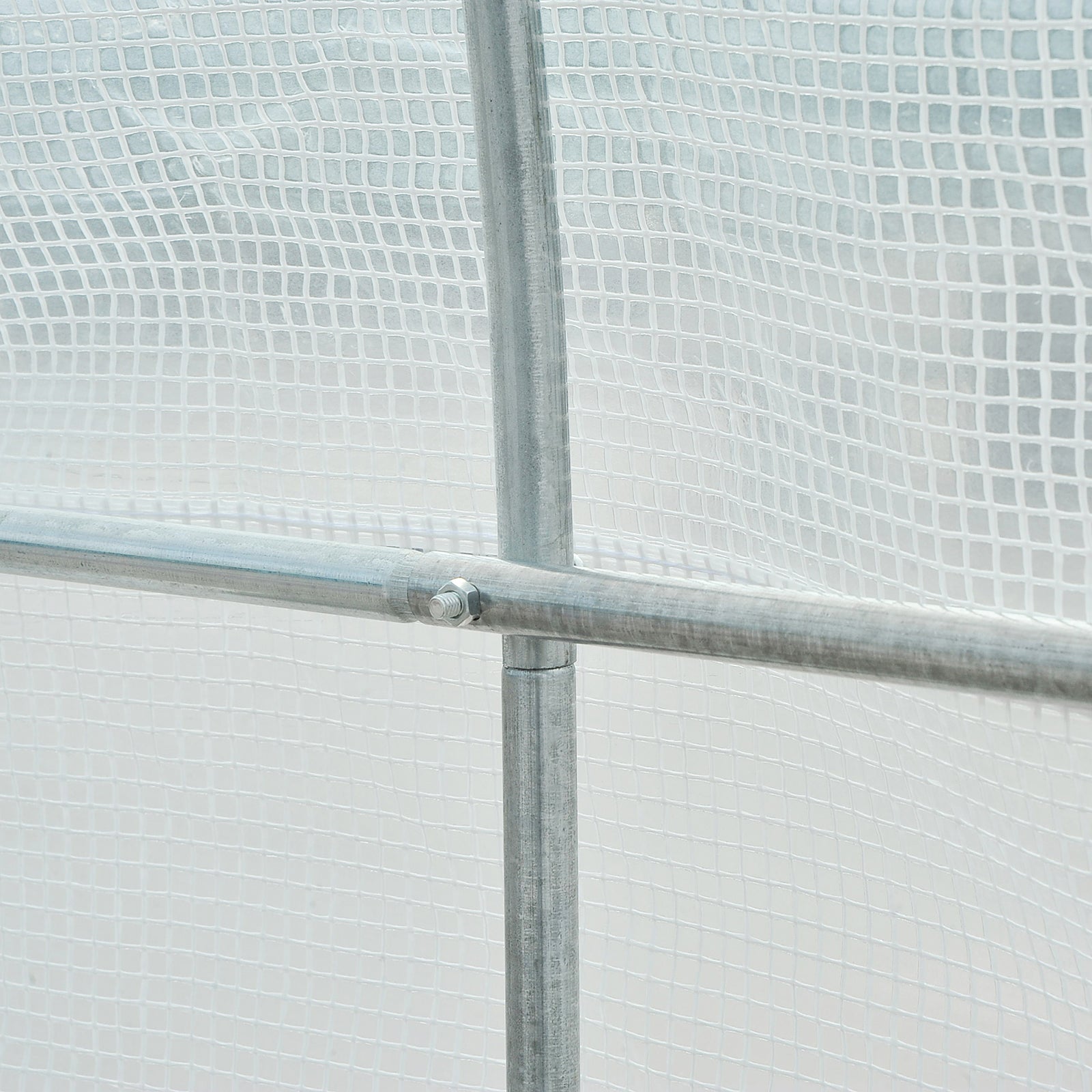 Polytunnel Greenhouse, 3.5 x 2 x 2 m Walk-in with Mesh Windows, Galvanised Steel, White