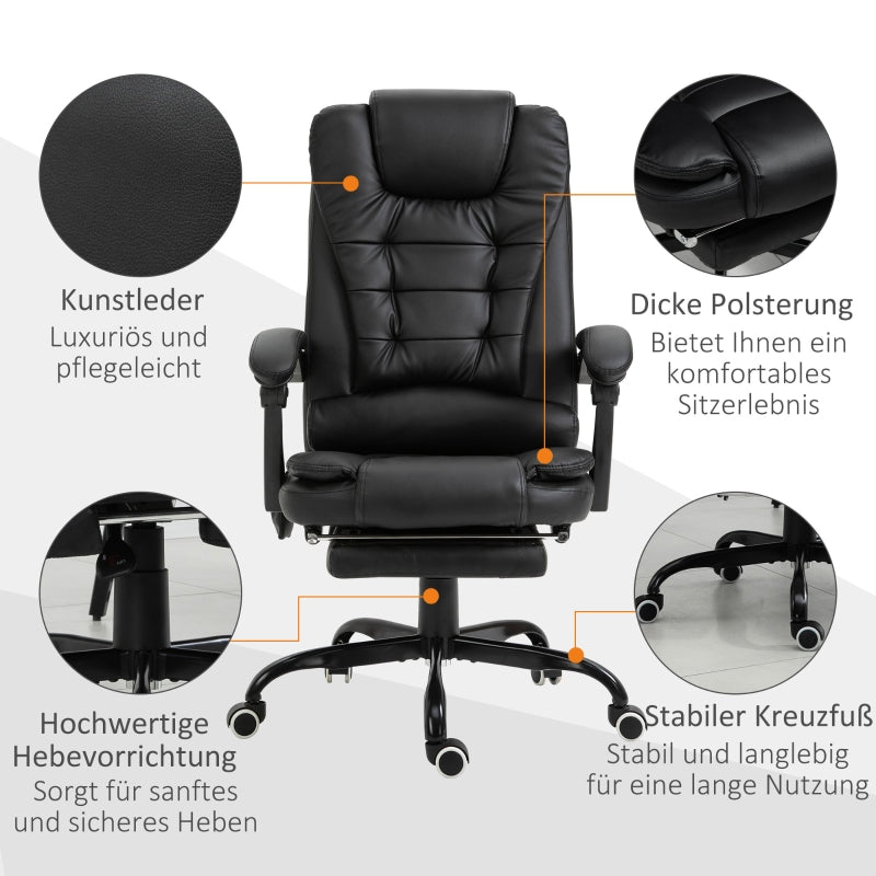 Desk Chair, 7-Point Massage, Adjustable Swivel with Footrest
