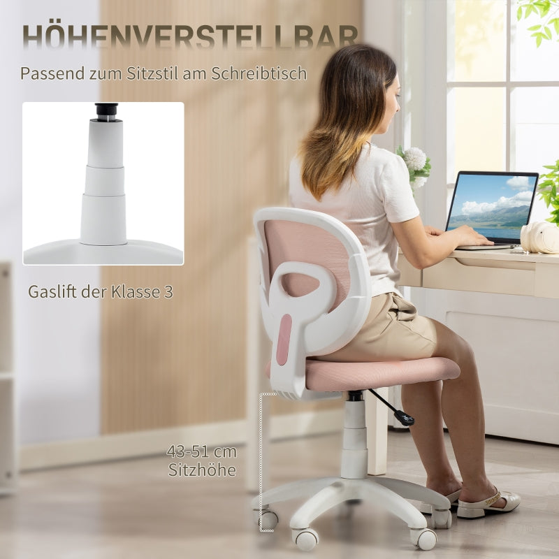 Office Chair Ergonomic C-Shaped Back Support Height Adjustable - Pink