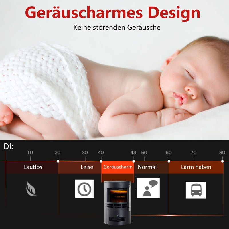 LED Electric Fireplace, Wall/Freestanding with Flame Effect, 900/2000W, Black