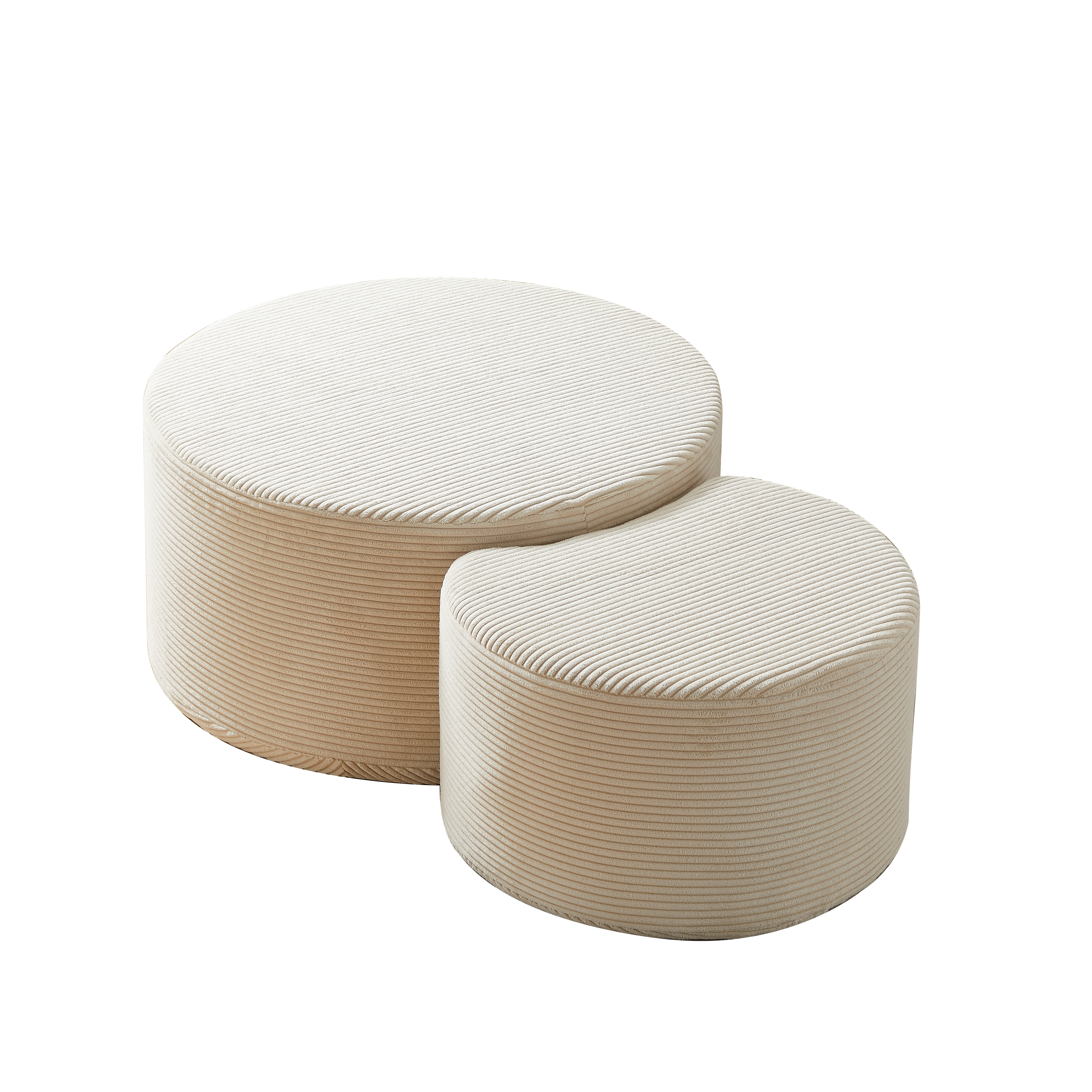 Coffee Table Set, 2-Piece Upholstered Round for Living Room, Foam