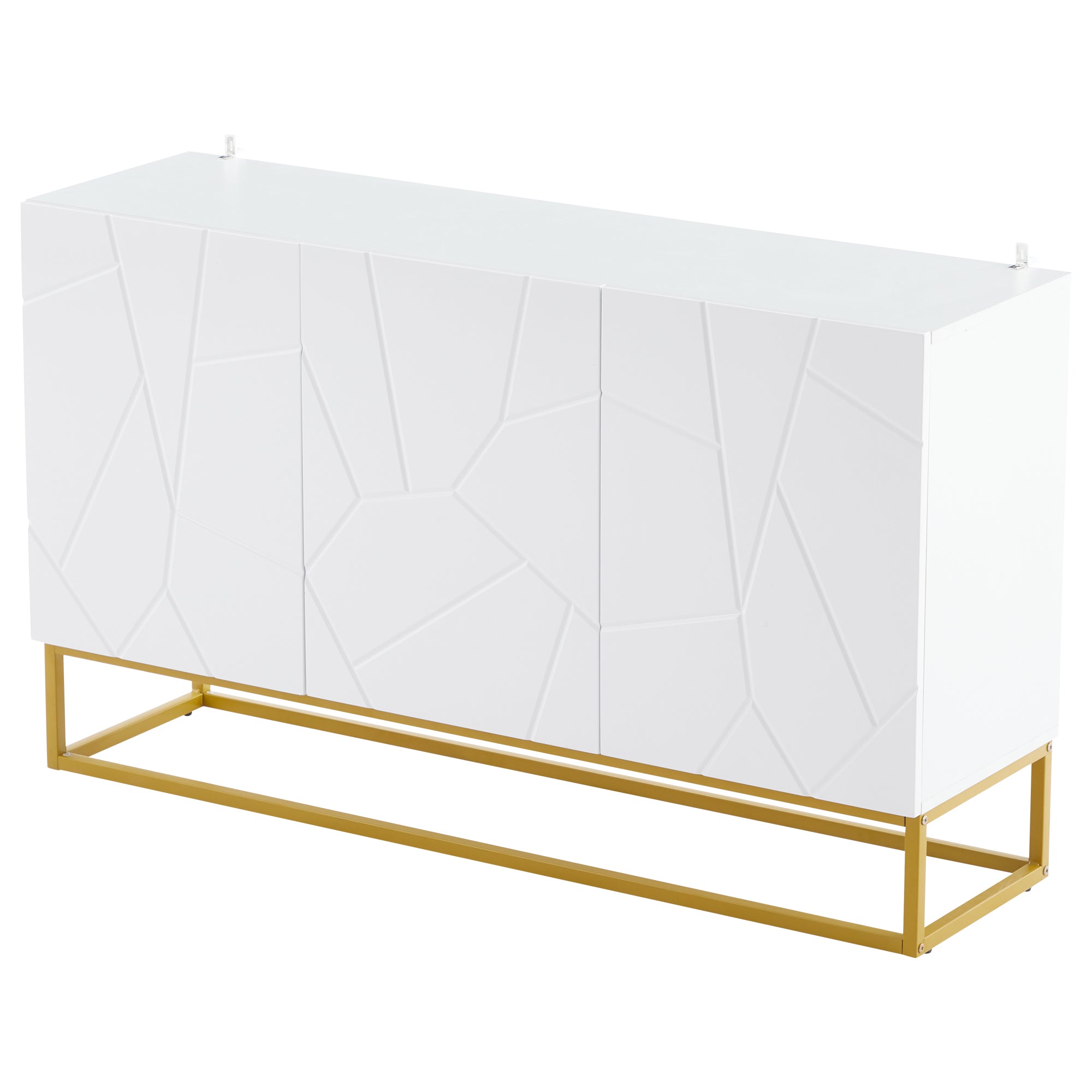 Sideboard, Modern Buffet Cabinet with 4 Compartments, 130 cm Wide, High-Gloss