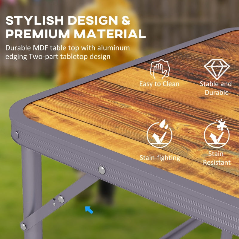 3ft Folding Camping Table, Height Adjustable, Aluminium