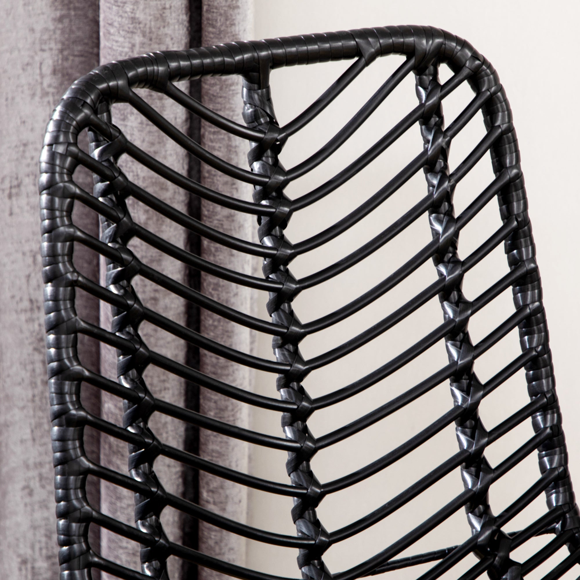 Bar Stools, Set of 2, Footrest, Bistro, Steel Black