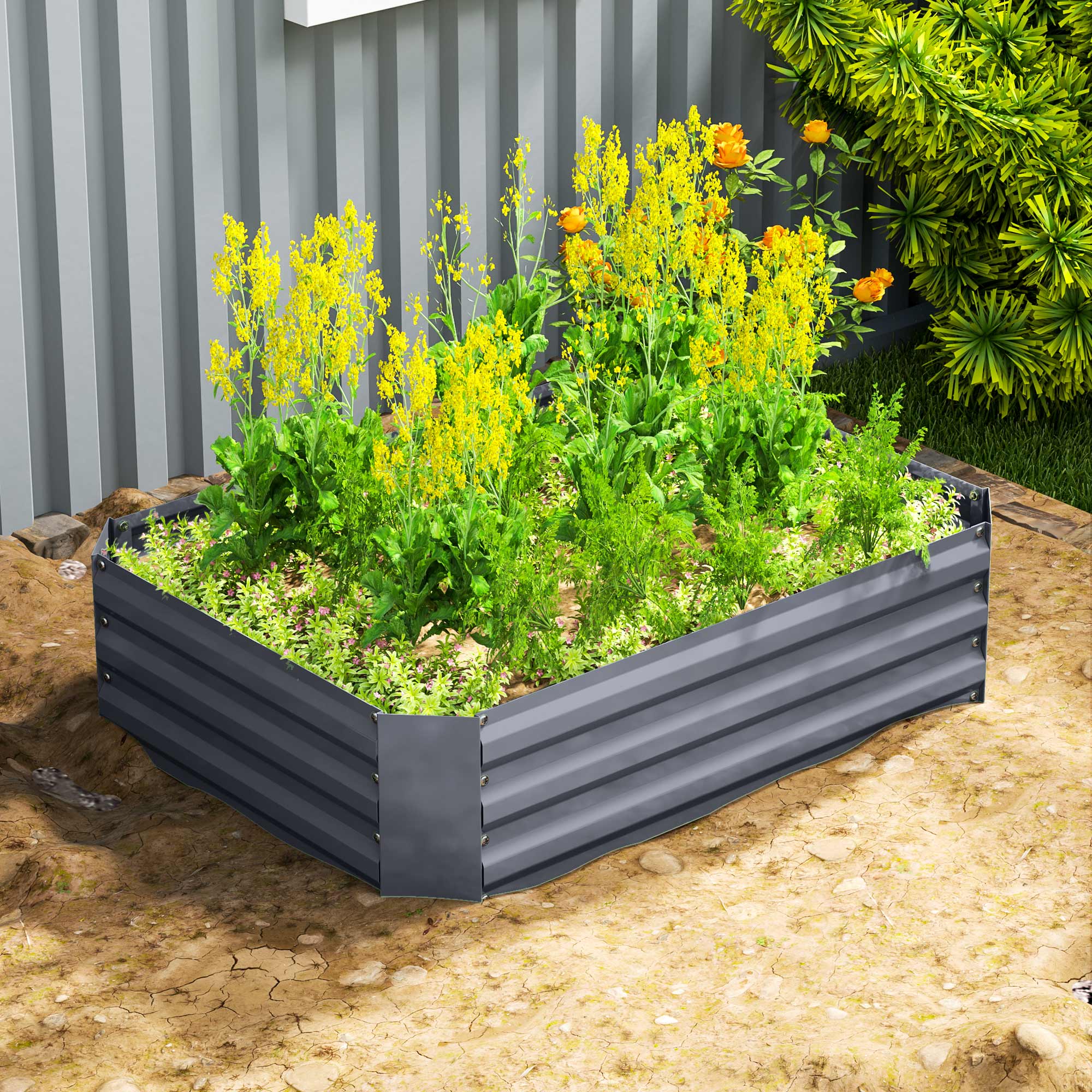 Raised Bed, Steel, 120x90x30cm, for Garden & Balcony, Steel