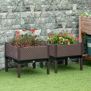 Garden Raised Bed Set of 2, Elevated Planter Box with Self-Watering, 50cm x 50cm x 46.5cm, Plastic