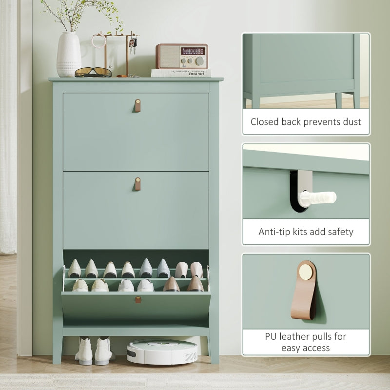 Modern Shoe Cabinet, Three-Drawer, Green