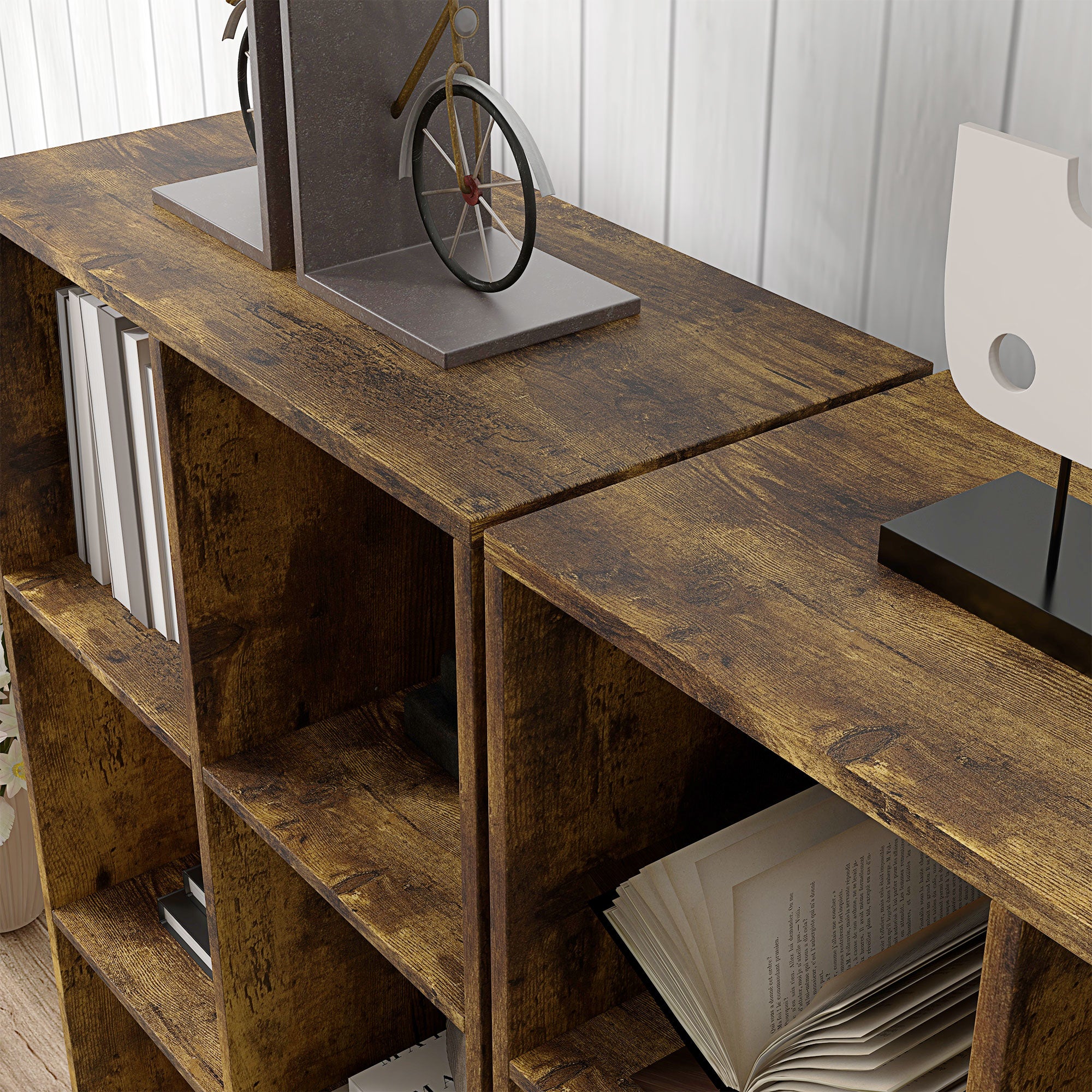 Bookshelf 6-Cube Storage Unit - Rustic Brown