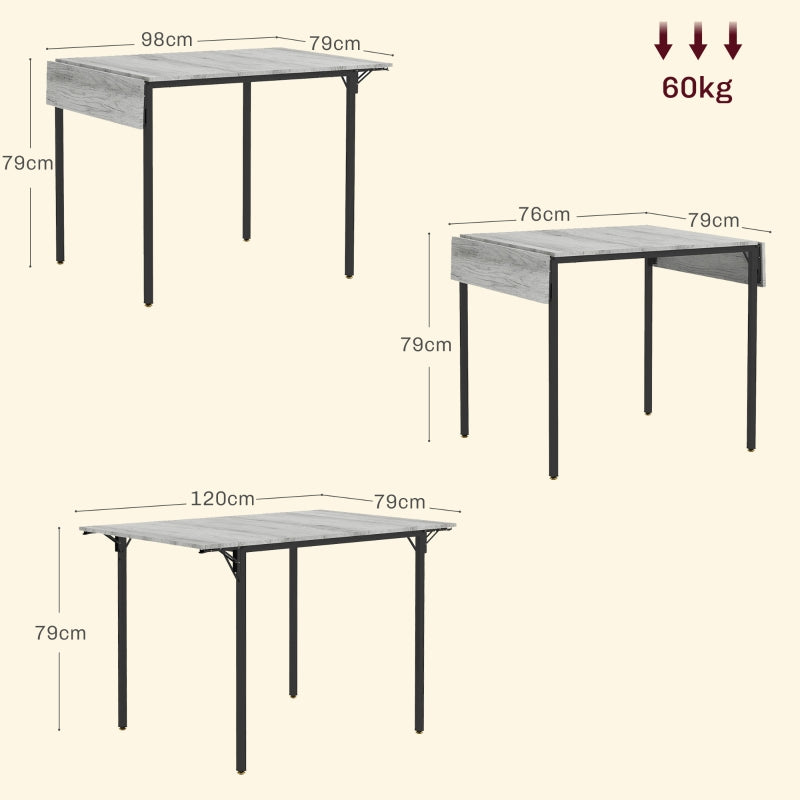 Four-Person Drop Leaf Dining Table Grey