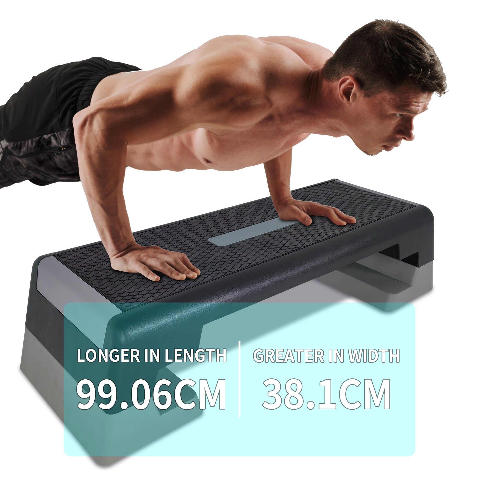 Adjustable Fitness Step Platform for Aerobics and Strength Training, Non-slip, Gray