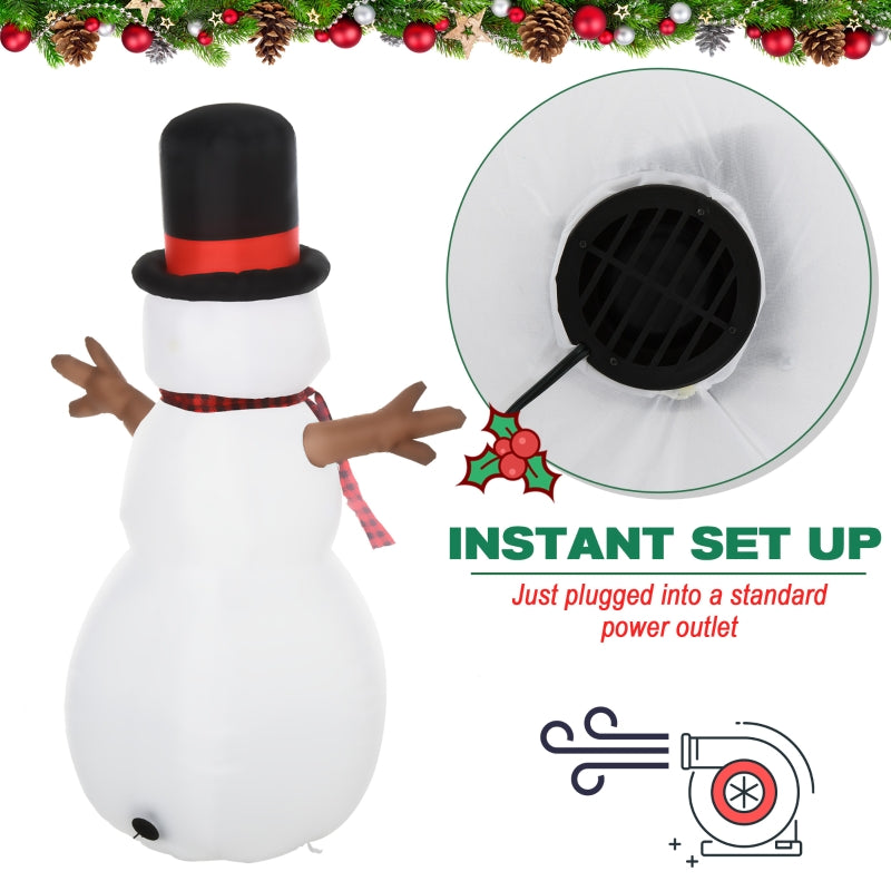 Inflatable Snowman, Giant 6ft Christmas Decoration with LED Lights, Outdoor Indoor