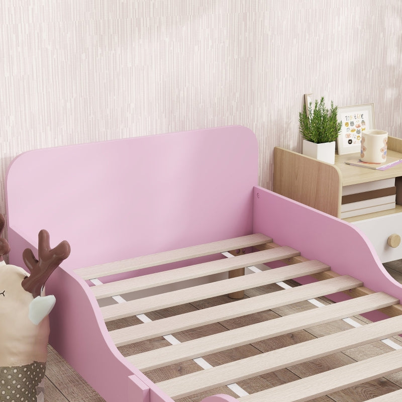 Children's Bed Frame, Single with Safety Rail, MDF Pink