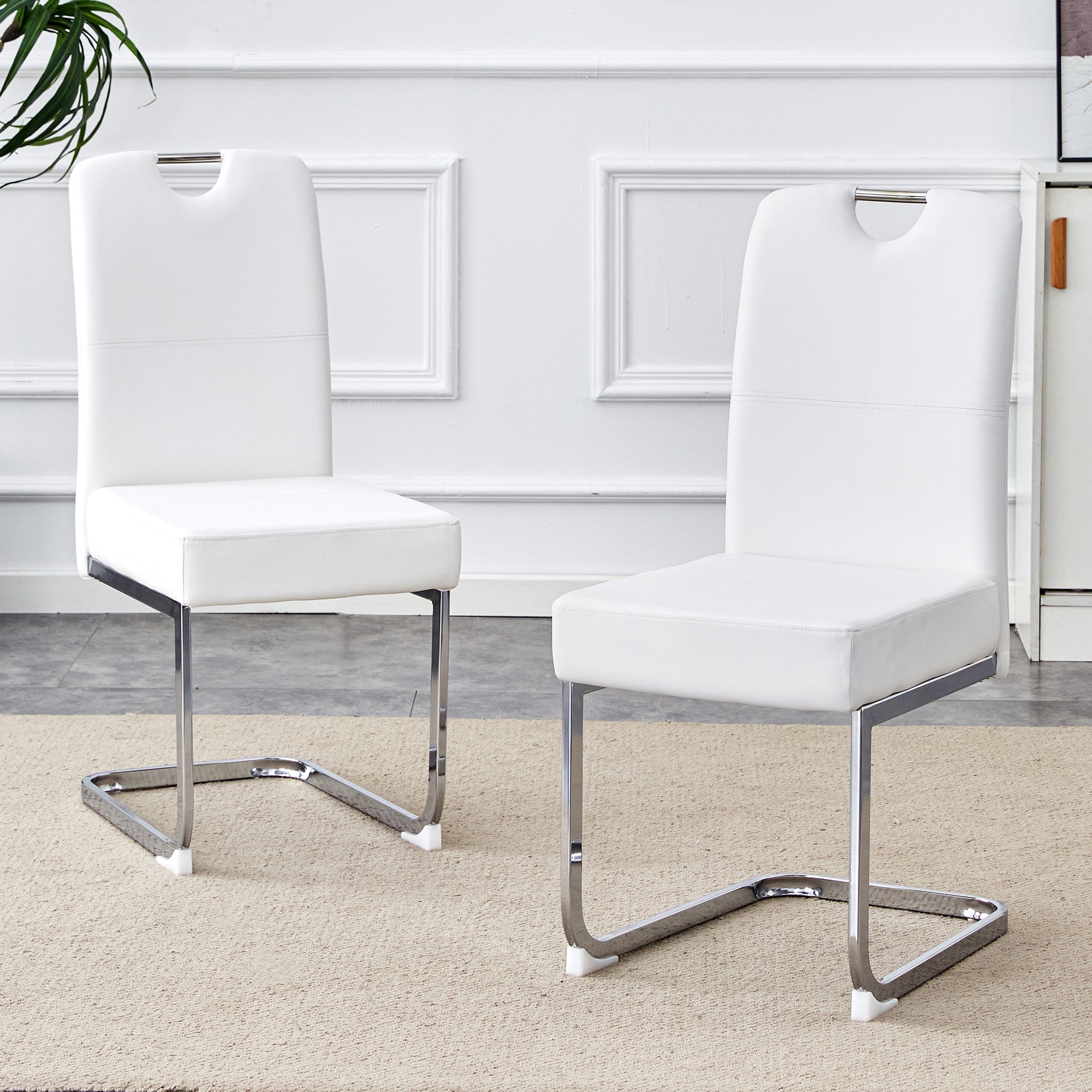 Dining Chairs, Thickened Integrated Spring Ergonomic Design, White