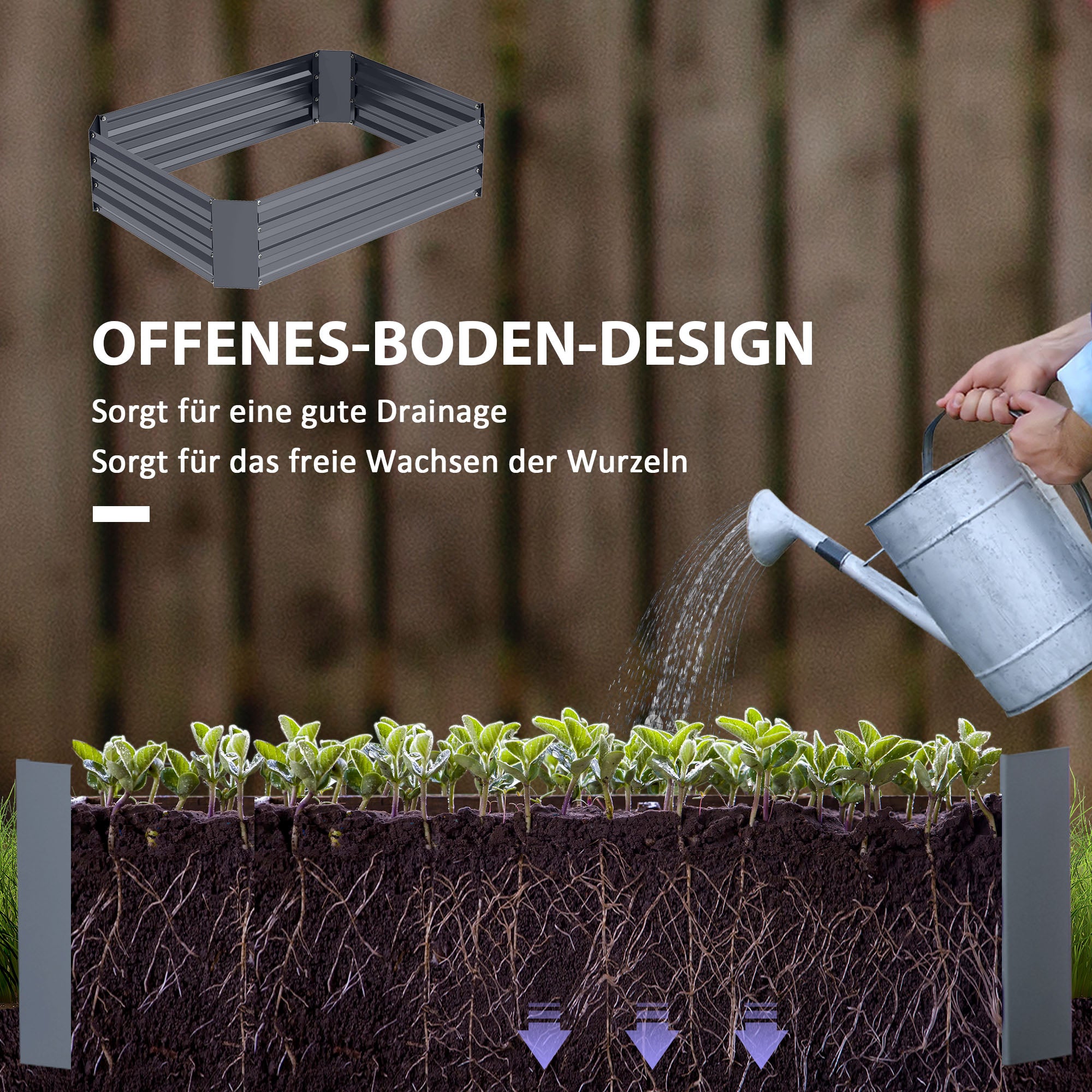 Raised Bed, Steel, 120x90x30cm, for Garden & Balcony, Steel