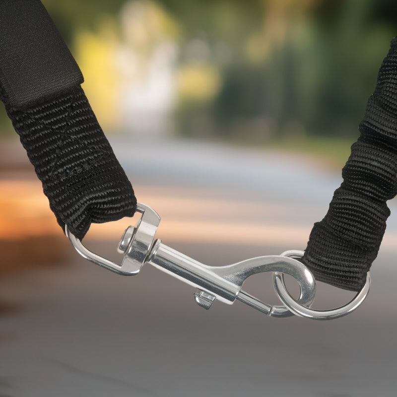 Dog Leash for Bicycles, Elastic Rope, Steel Tube, Black