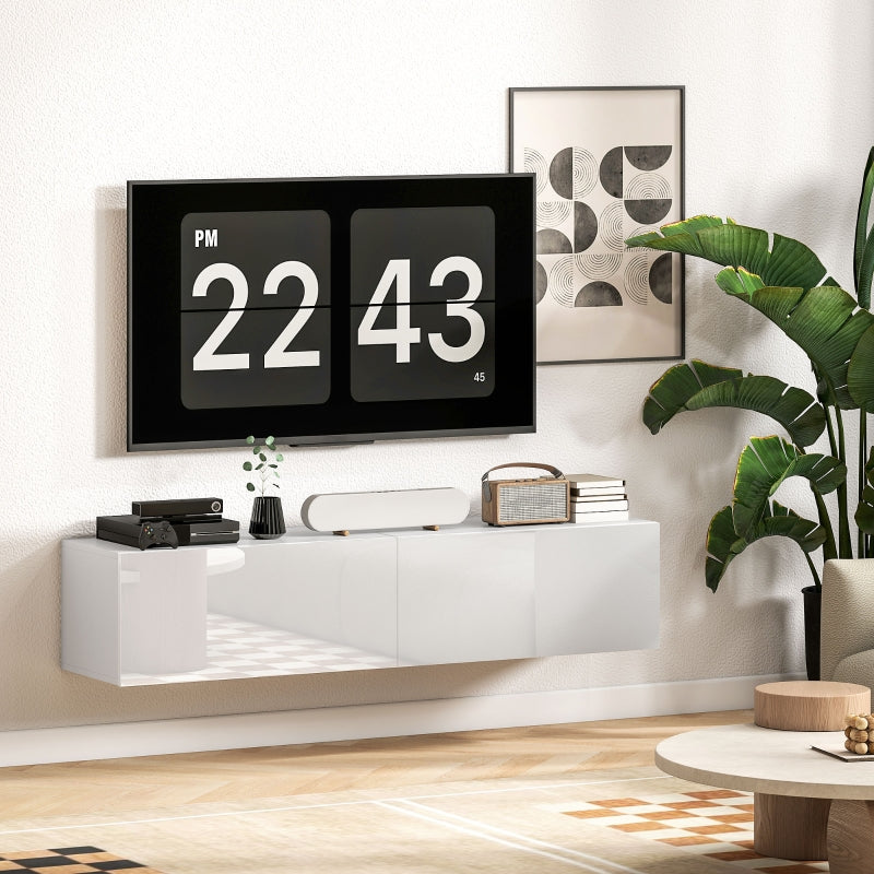 TV cabinet hanging TV board for TVs up to 65 inches 140 cm lowboard with storage space, white