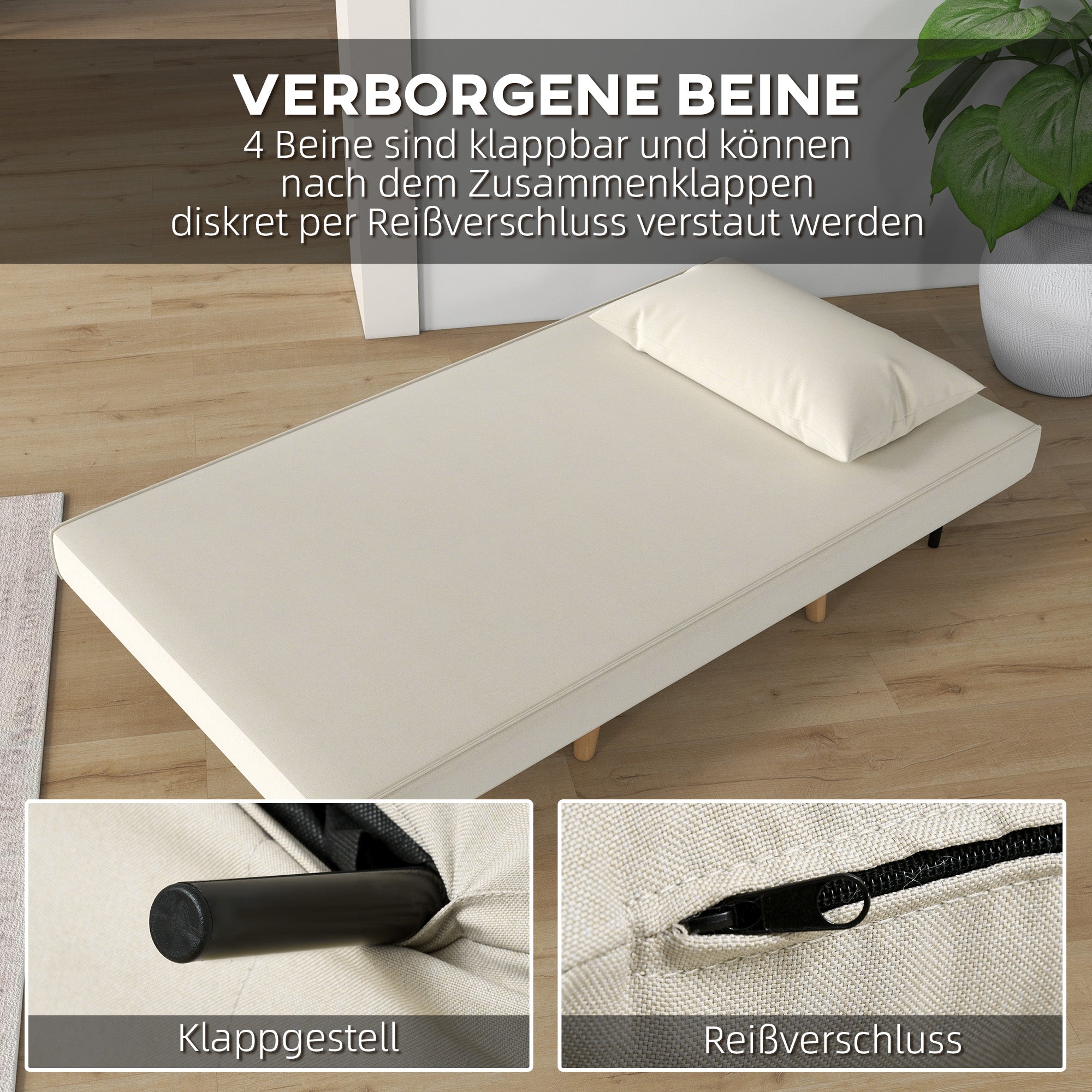 Sleeper Sofa Fold-out Single Adjustable Backrest, Nordic Style Linen Imitation