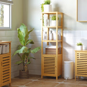 Bathroom Cabinet, 3 Open Compartments, Toilet Storage, Bamboo