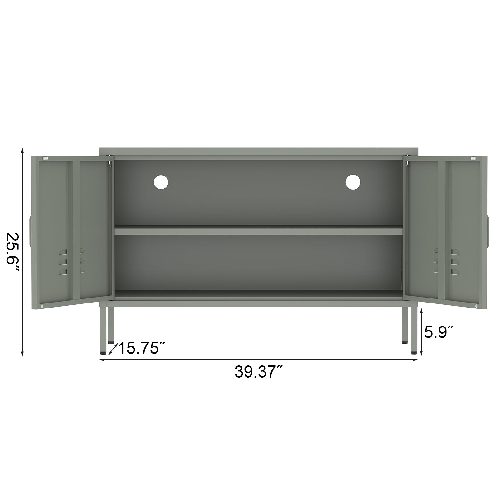 Metal Storage Cabinet with Adjustable Dividers and Cable Management, Green