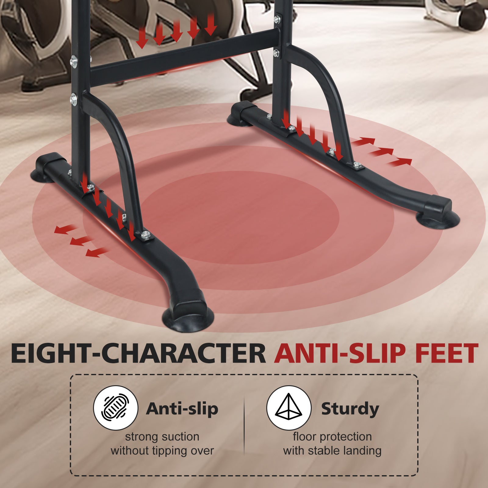 Power Tower, Adjustable Height Multi-Function Dip Stand for Home Gym Strength Training