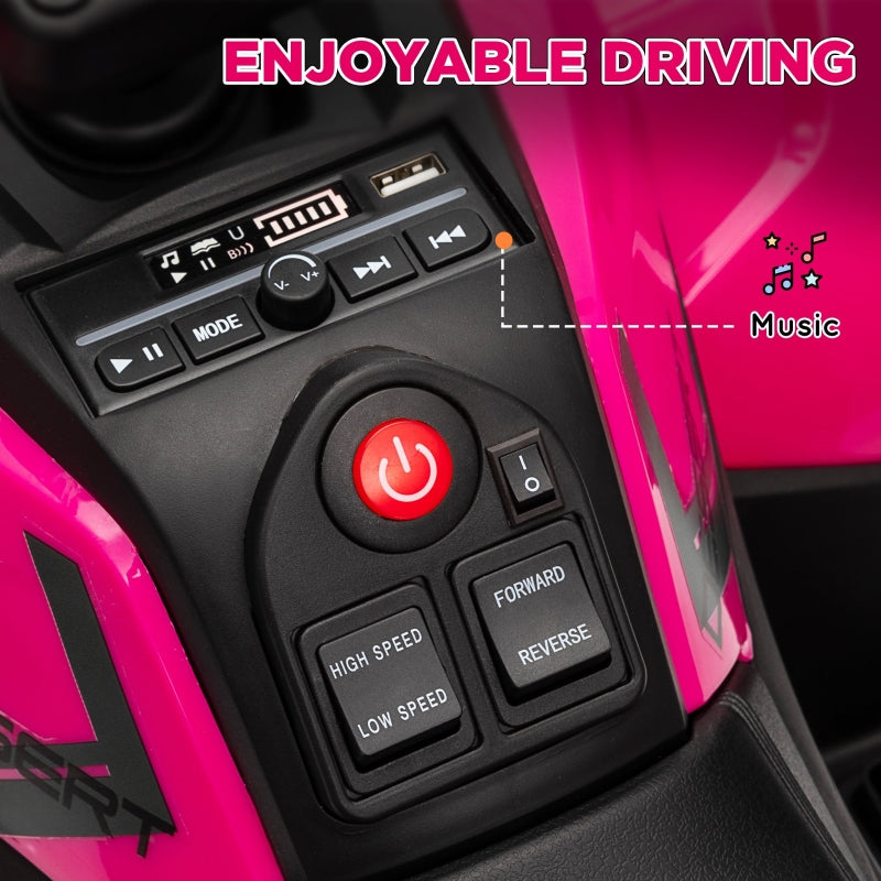 Kids Electric Ride on ATV, 12V Battery-Powered Quad Bike with Spring Suspension, Pink