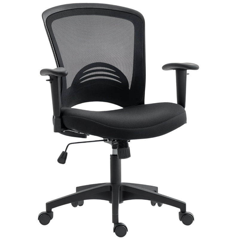 Mesh Office Chair Adjustable Mesh Back Tilt Casters - Black