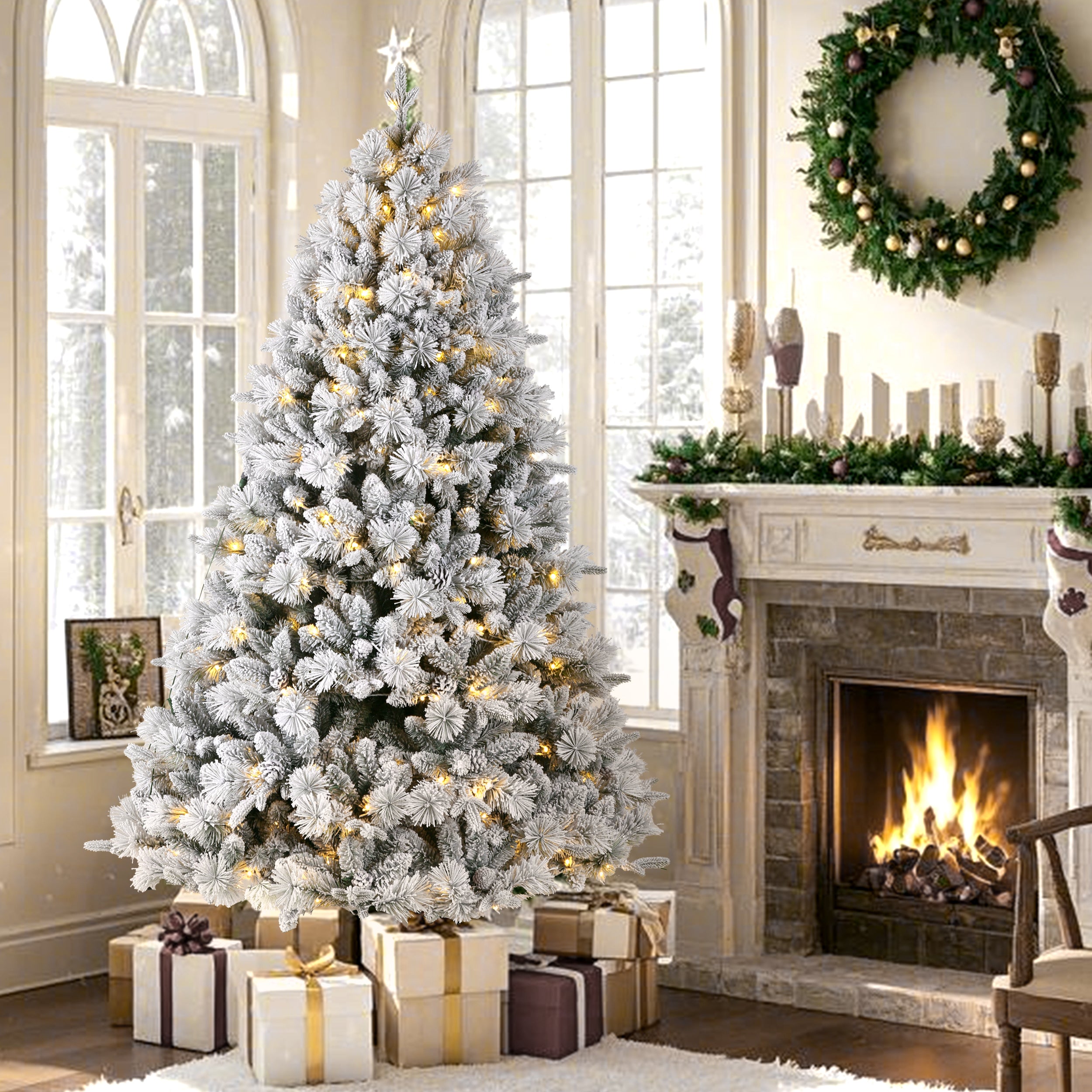 Artificial Christmas Tree, 180cm 1348 Tips 320 Warm White LEDs, PVC & PE
