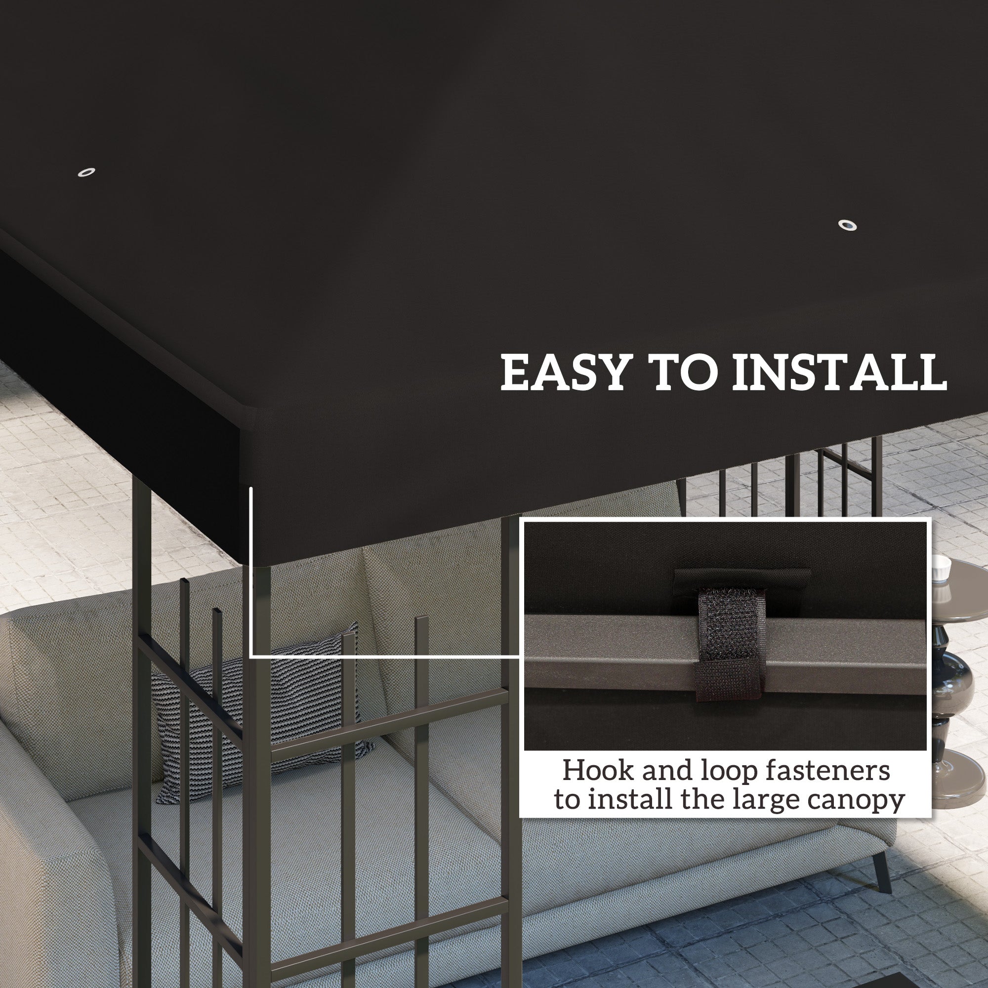 Gazebo Frame Replacement 3 x 3(m) - Black