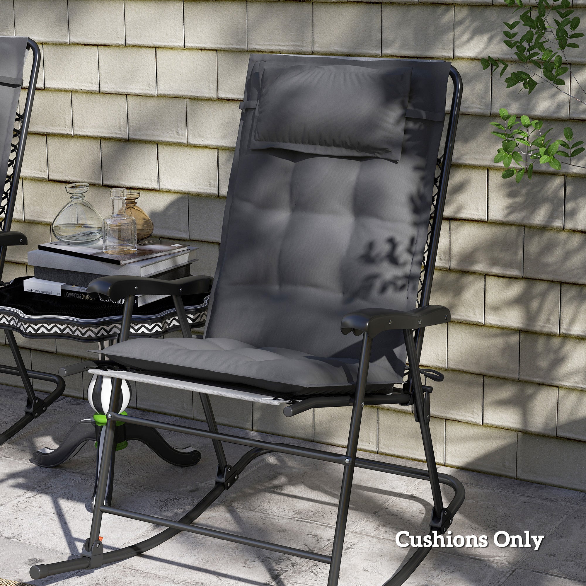 Cushions for Sun Loungers, Set of 2 Water-Repellent 50x116x5 cm, Dark Grey