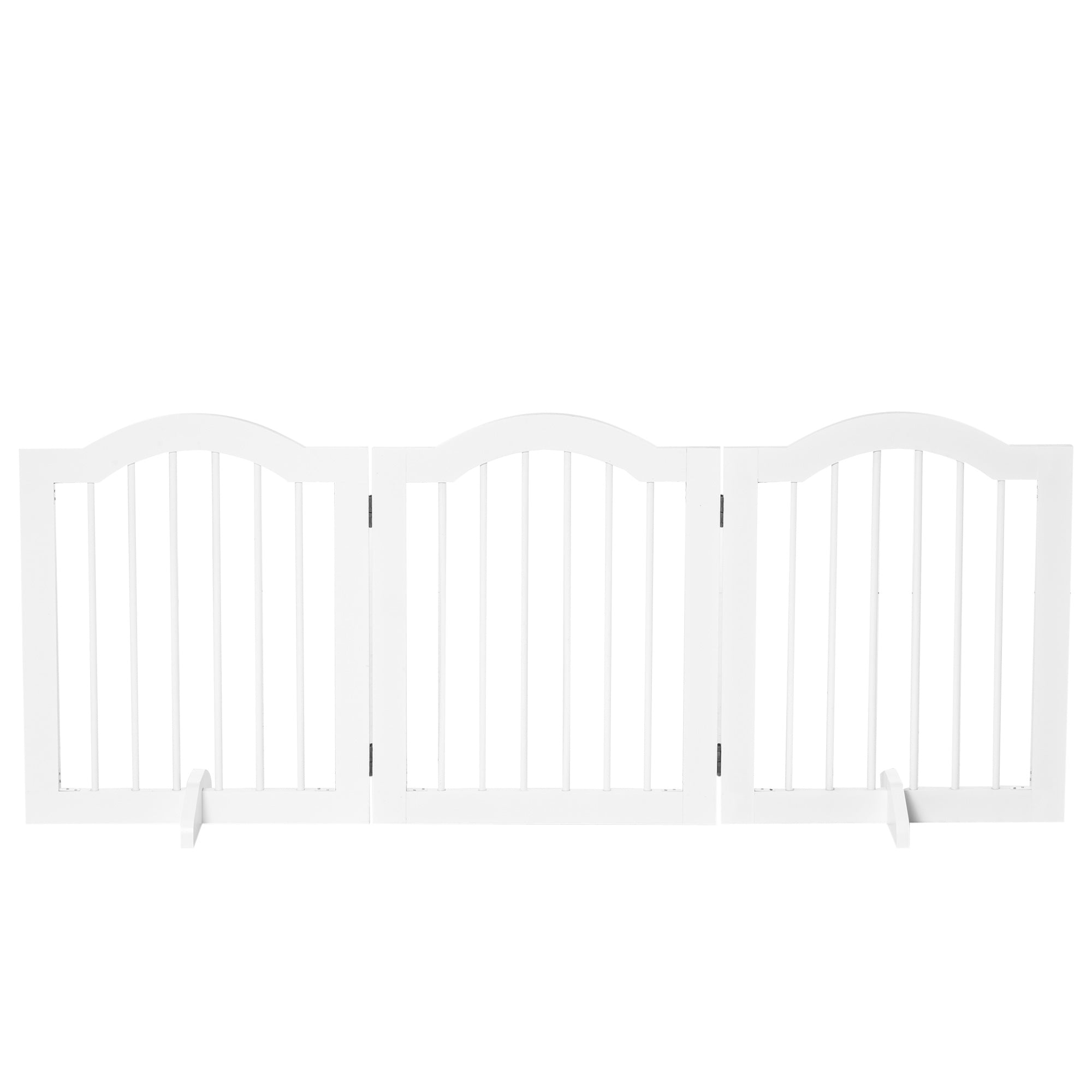 Dog Barrier Safety Gate, 3-Part Foldable MDF White