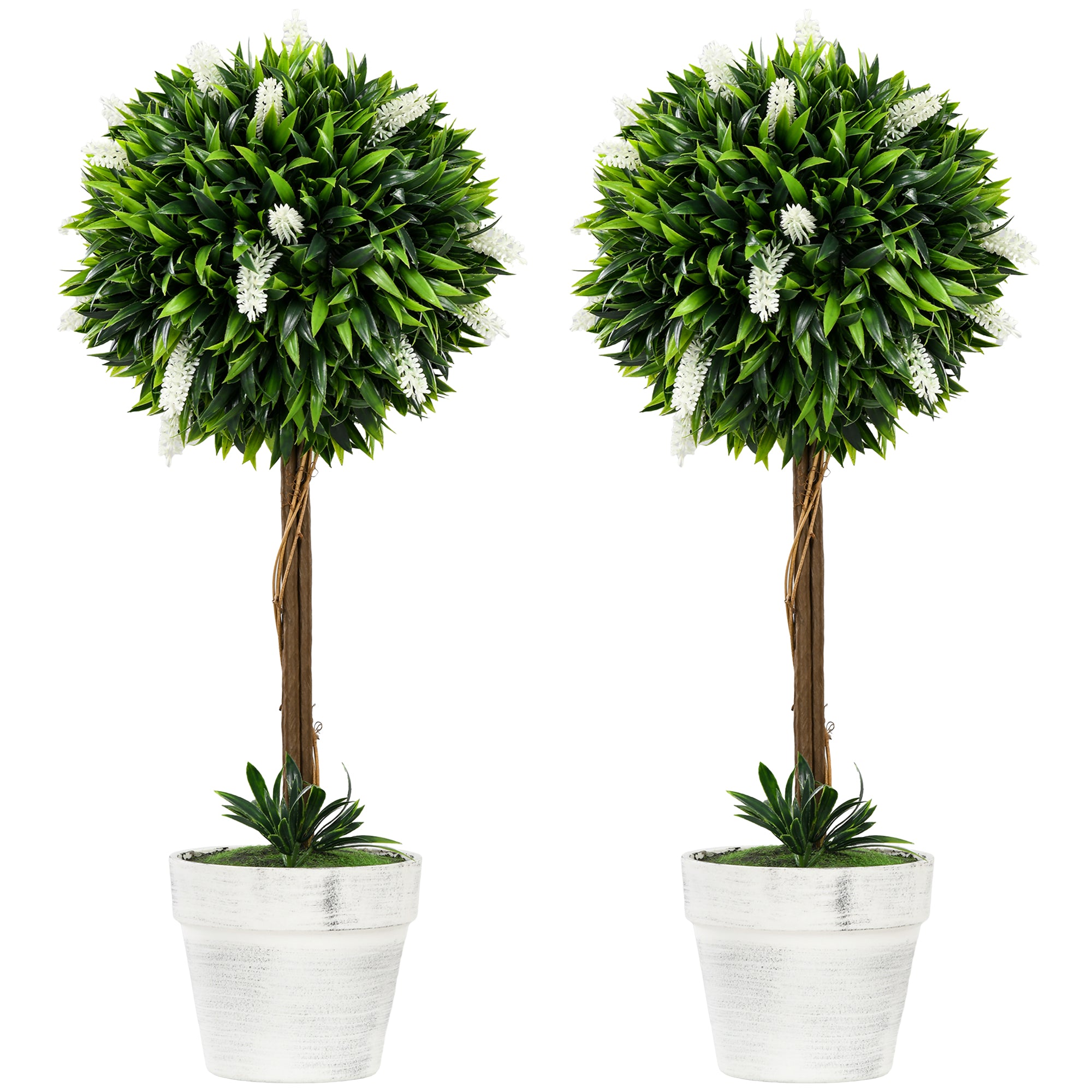 Artificial Lavender Plants, Set of 2, 60 cm, Plastic
