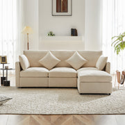 L-Shaped Corner Sofa Modern 3-Seater 4-Seater Footstool - Chenille Fabric