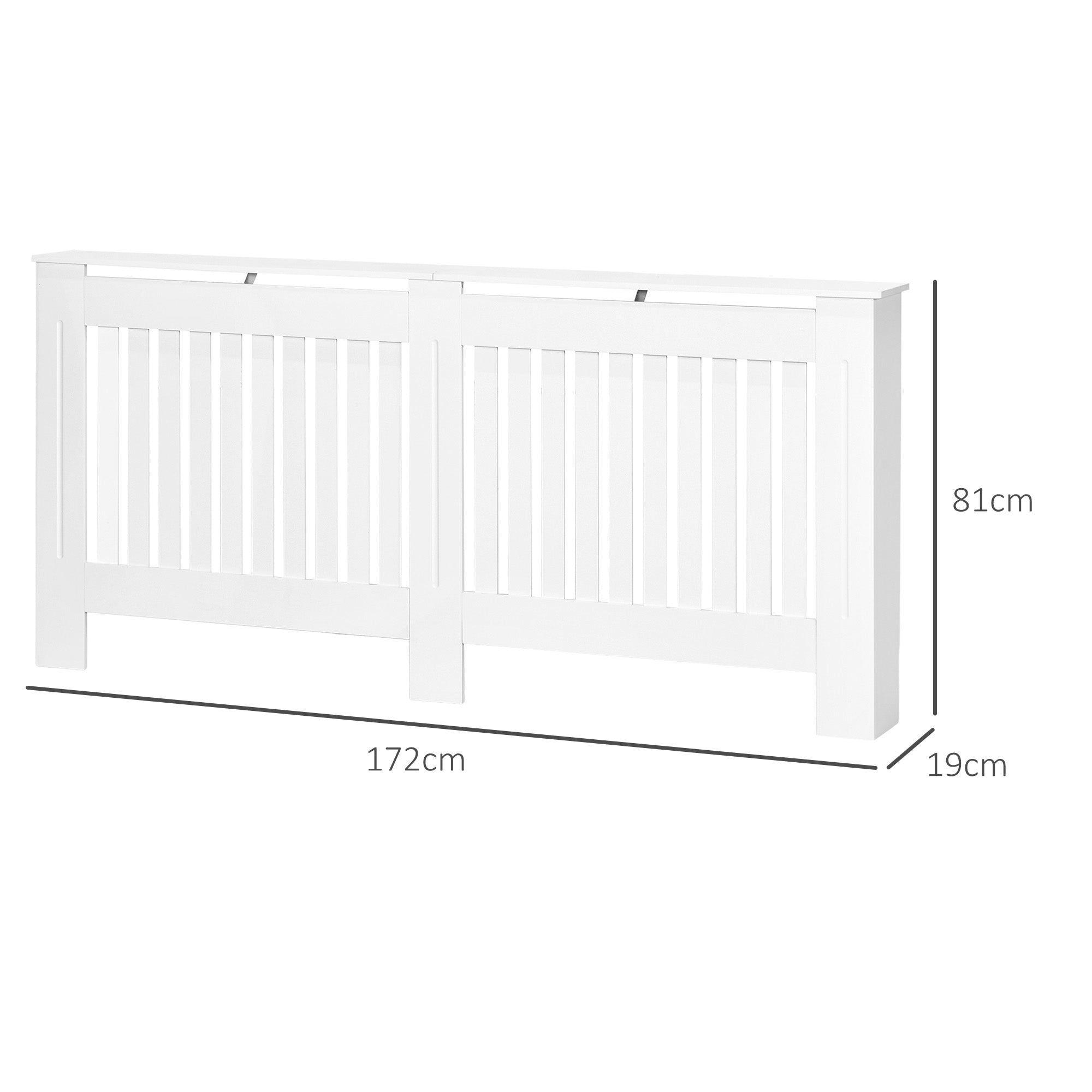 Slatted Radiator Cover Cabinet Lined Grill White MDF