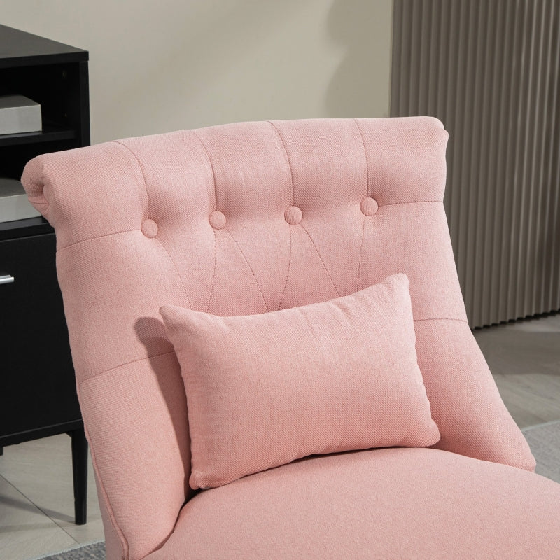 Fabric Single Sofa Tub Chair Upholstered with Pillow, Solid Wood Leg, Pink