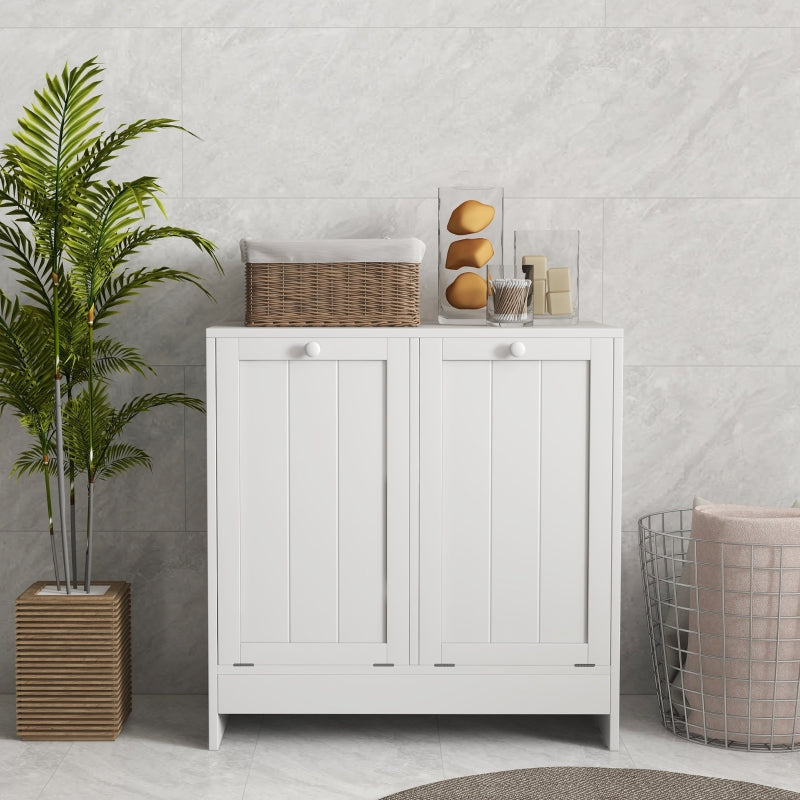 Double Hamper Laundry Storage Cabinet White
