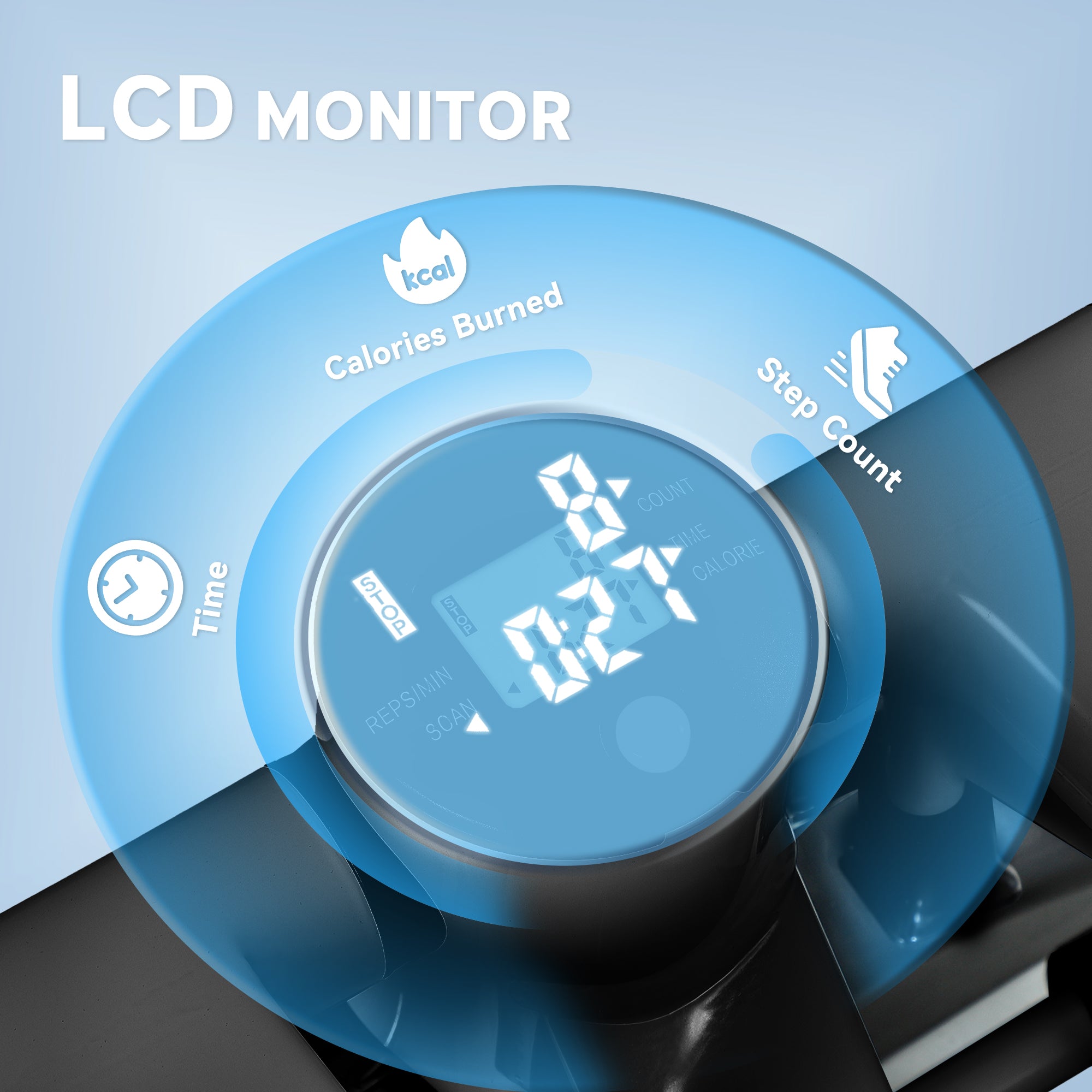 Mini Stepper Home Trainer LCD Display 100kg Capacity, Black