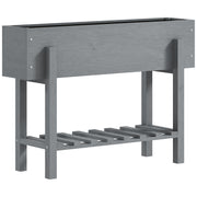 Wooden Two-Tier Raised Planter for Garden Herbs Vegetables, Grey